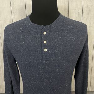 Vineyard Vines Men's Medium Blue Cotton Blend Long Sleeve Pullover Henley